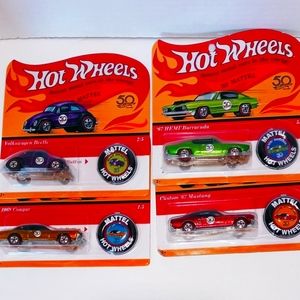 4 Hot Wheels by Mattel 50th anniversary